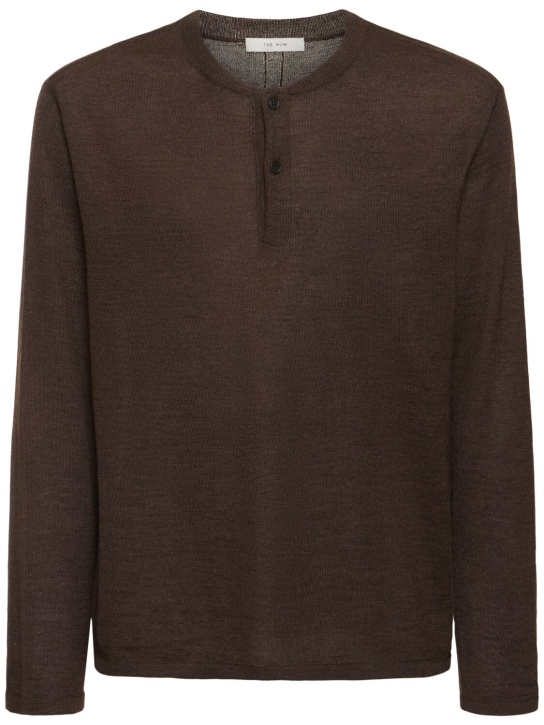 The Row: Ennio wool & silk long sleeve t-shirt - men_0 | Luisa Via Roma
