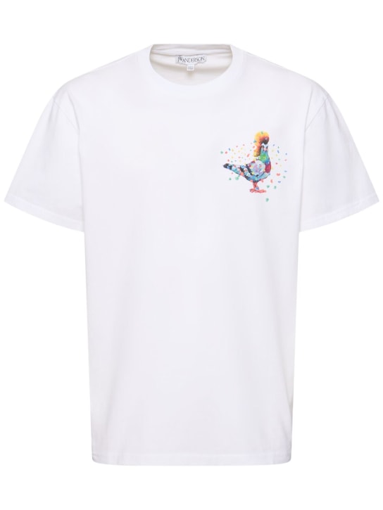 JW Anderson: T-shirt en jersey imprimé JW Pride - Blanc - men_0 | Luisa Via Roma