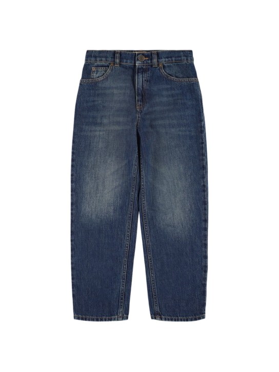 Gucci: Washed cotton denim jeans - Dark Blue - kids-girls_0 | Luisa Via Roma