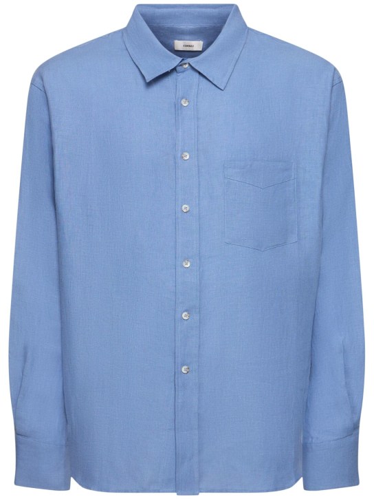 Commas: Camicia relaxed fit in lino - Blu - men_0 | Luisa Via Roma