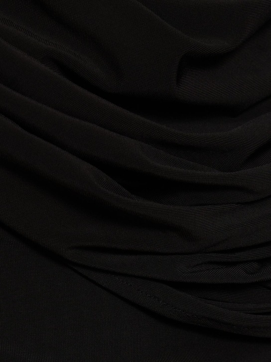 Magda Butrym: Draped viscose jersey mini dress w/roses - Black - women_3 | Luisa Via Roma