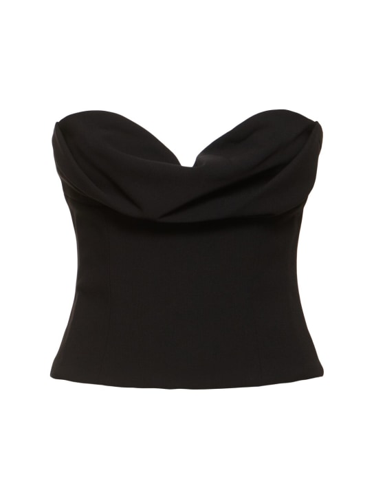 Magda Butrym: Strapless wool blend corset top - Siyah - women_0 | Luisa Via Roma