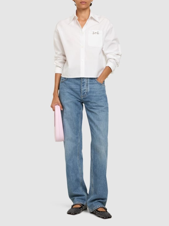 Versace: Camisa de popelina de algodón - Blanco - women_1 | Luisa Via Roma