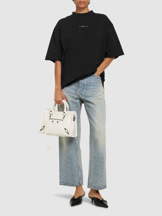 Balenciaga: ミディアムフィットジャージーTシャツ - ウォッシュドブラック - women_1 | Luisa Via Roma