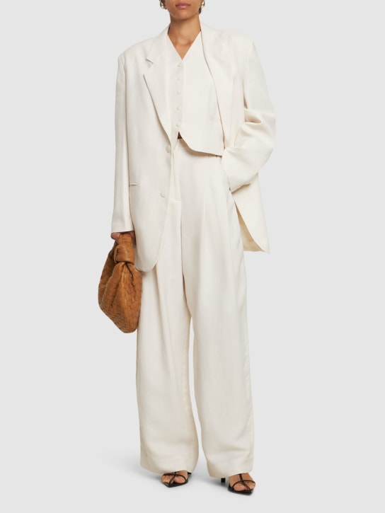 The Frankie Shop: Aiden linen & viscose blazer - White - women_1 | Luisa Via Roma