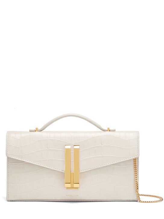 DeMellier: Vancouver croc embossed leather clutch - Off White - women_0 | Luisa Via Roma