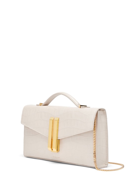 DeMellier: Vancouver croc embossed leather clutch - Off White - women_1 | Luisa Via Roma
