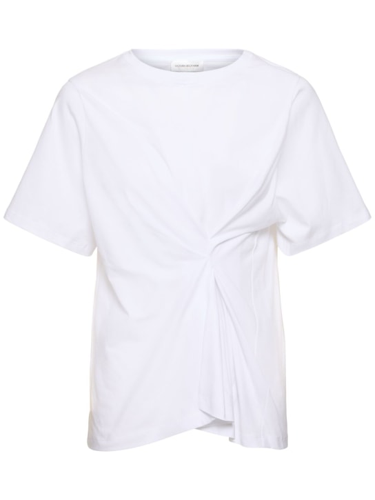 Victoria Beckham: 有机棉平纹针织T恤 - 白色 - women_0 | Luisa Via Roma