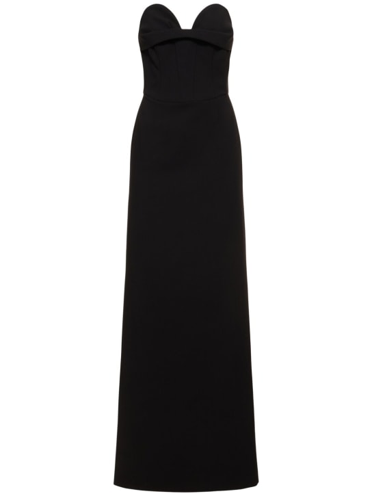 Magda Butrym: Strapless wool blend long dress - Black - women_0 | Luisa Via Roma