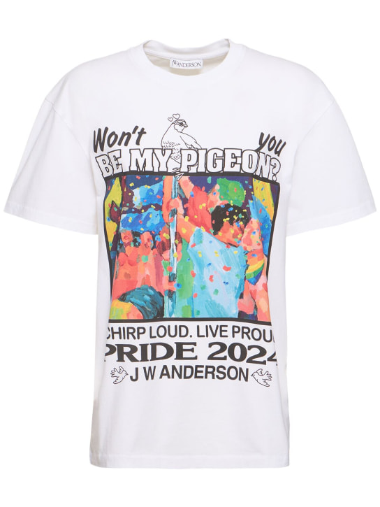 JW Anderson: T-Shirt aus Technojersey „JW Pride“ - Weiß/Multi - women_0 | Luisa Via Roma