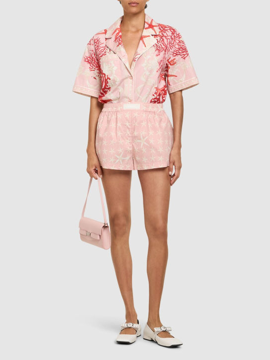 Versace: Printed cotton shorts - Pink/White - women_1 | Luisa Via Roma