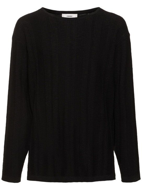 Commas: Cotton blend sweater - Siyah - men_0 | Luisa Via Roma