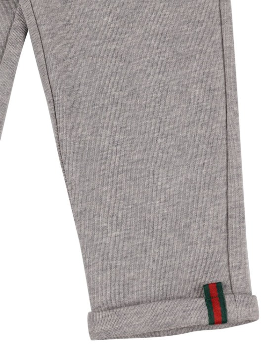 Gucci: Pantaloni in jersey di cotone felpato - Grigio Chiaro - kids-girls_1 | Luisa Via Roma