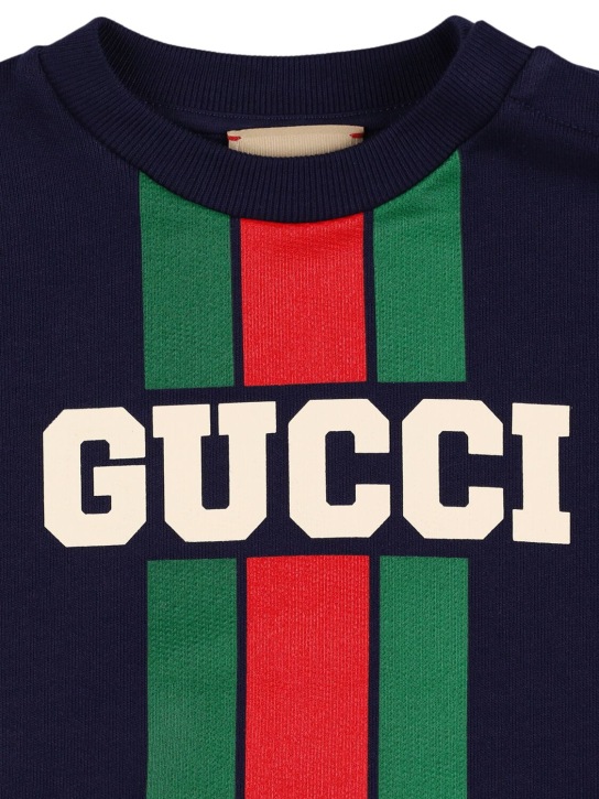 Gucci: Logo棉质卫衣 - 午夜黑 - kids-boys_1 | Luisa Via Roma