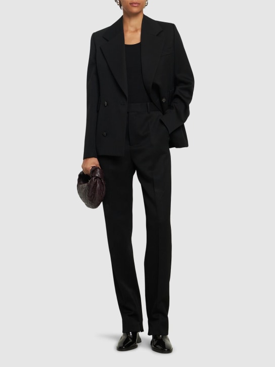 Bottega Veneta: Sartorial羊毛修身裤子 - 黑色 - women_1 | Luisa Via Roma