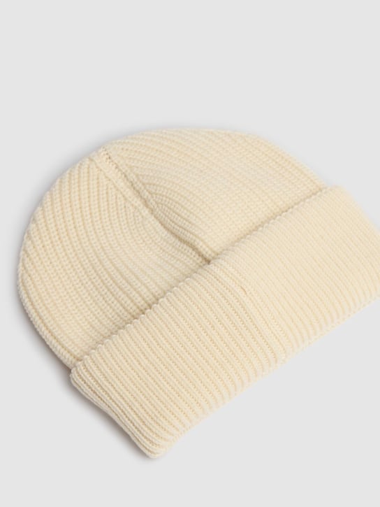 Moncler: Logo wool cordonet beanie - men_3 | Luisa Via Roma