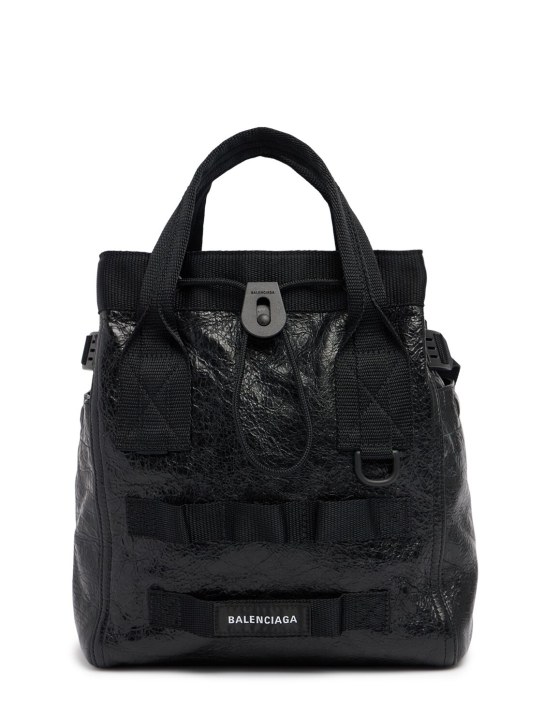 Balenciaga: Army leather tote bag - Black - men_0 | Luisa Via Roma