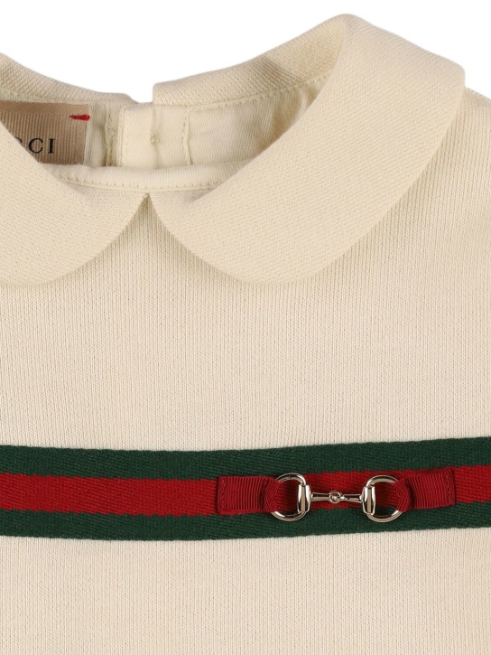 Gucci: Vestido de jersey de algodón con tribanda - Blanco - kids-girls_1 | Luisa Via Roma