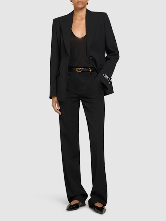 Versace: Informal stretch wool pants - women_1 | Luisa Via Roma