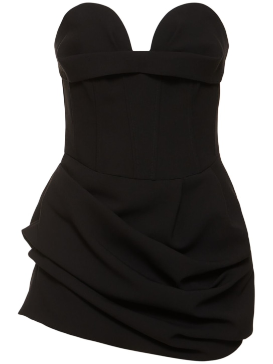 Magda Butrym: Strapless wool blend mini dress - Black - women_0 | Luisa Via Roma
