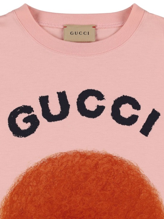 Gucci: T-shirt in cotone con logo Gucci - Smooth Pink - kids-girls_1 | Luisa Via Roma