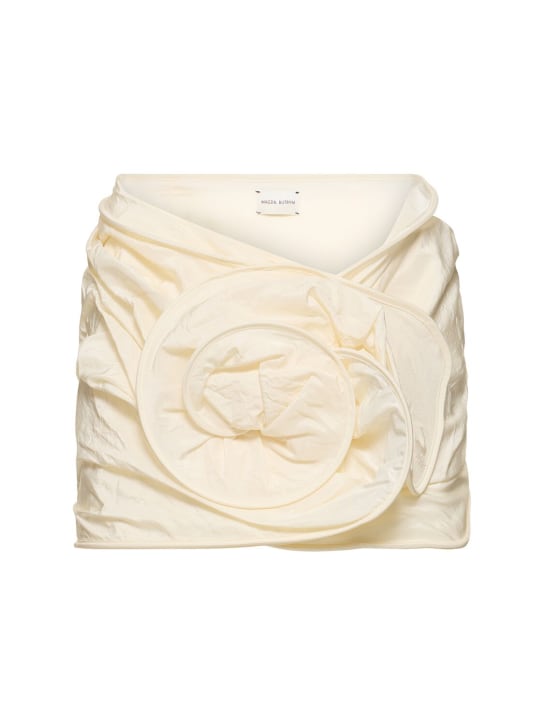 Magda Butrym: Draped silk mini skirt w/ rose - Krem - women_0 | Luisa Via Roma
