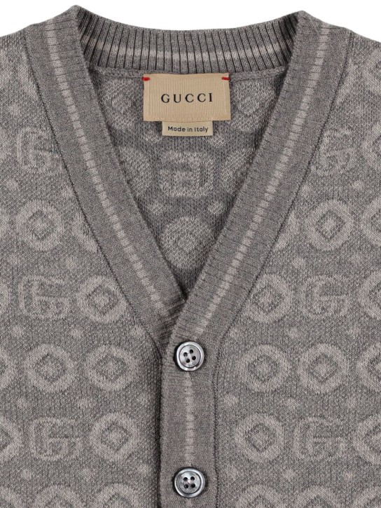 Gucci: Cotton jacquard cardigan - Gri - kids-boys_1 | Luisa Via Roma
