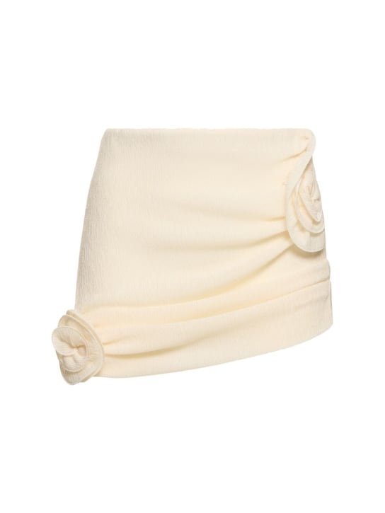 Magda Butrym: Draped mini skirt w/ roses - Cream - women_0 | Luisa Via Roma