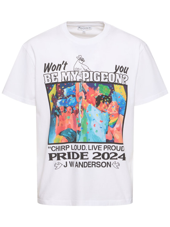 JW Anderson: T-Shirt aus Technojersey „JW Pride“ - Weiß/Multi - men_0 | Luisa Via Roma