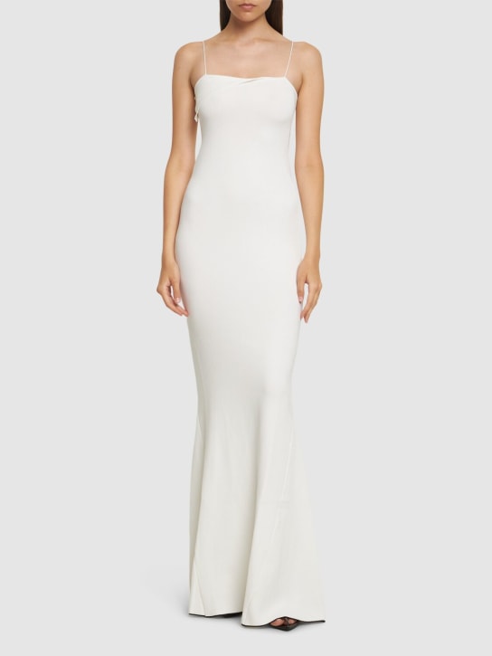 Jacquemus: La Robe Aro knit long dress - White - women_1 | Luisa Via Roma