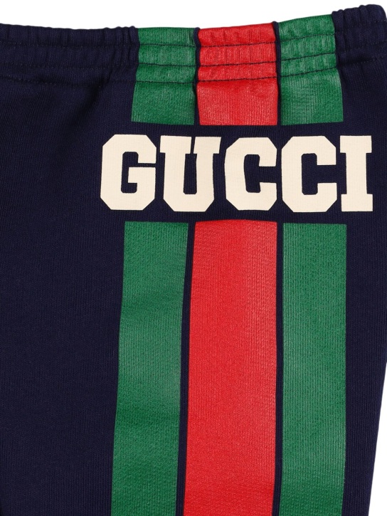 Gucci: Logo棉质运动裤 - 午夜黑 - kids-boys_1 | Luisa Via Roma