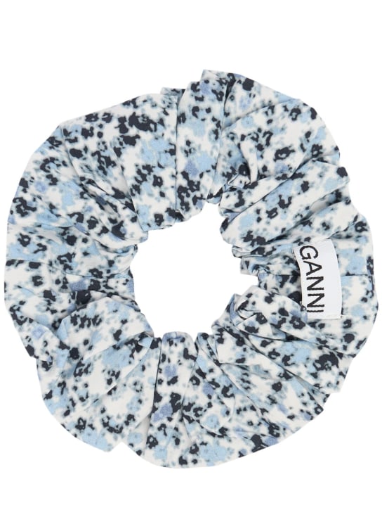 GANNI: Printed organic cotton scrunchie - Glacier Lake - women_0 | Luisa Via Roma