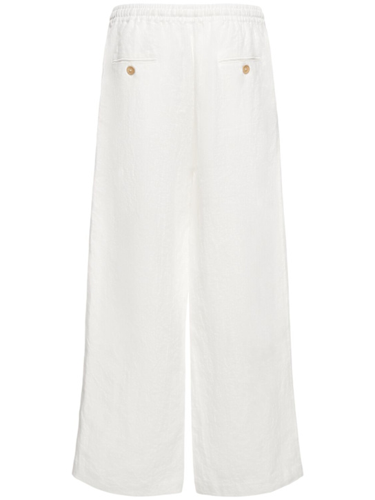 Commas: Wide leg linen pants - White - men_4 | Luisa Via Roma