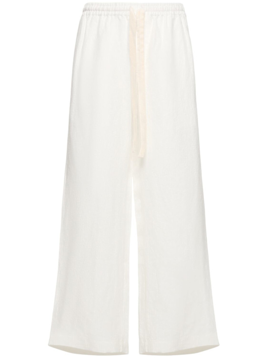 Commas: Wide leg linen pants - White - men_0 | Luisa Via Roma