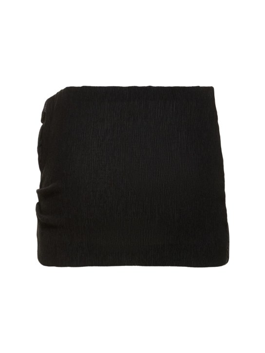 Magda Butrym: Minigonna drappeggiata con rose - Nero - women_4 | Luisa Via Roma