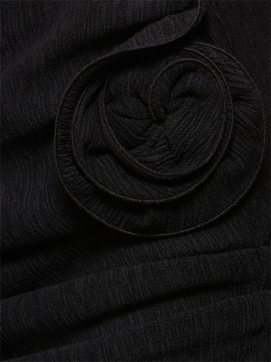 Magda Butrym: Minigonna drappeggiata con rose - Nero - women_3 | Luisa Via Roma