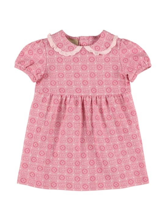 Gucci: Kleid aus Baumwolljersey mit GG Dots-Motiv - Rosa - kids-girls_0 | Luisa Via Roma