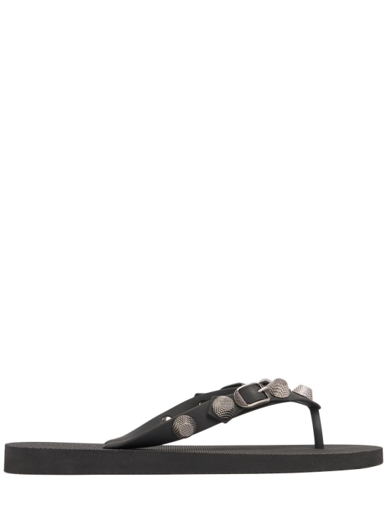 Balenciaga: 20mm Cagole rubber flip flops - Black/Silver - women_0 | Luisa Via Roma