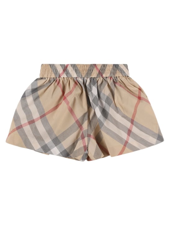 Burberry: Check print cotton gabardine shorts - Beige - kids-girls_0 | Luisa Via Roma