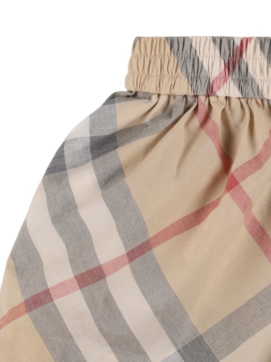 Burberry: Shorts in gabardina di cotone check - Beige - kids-girls_1 | Luisa Via Roma