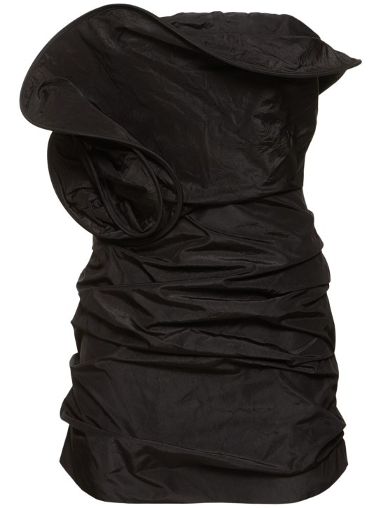 Magda Butrym: Strapless gathered silk mini dress - Black - women_0 | Luisa Via Roma