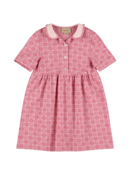Gucci: GG Dots light cotton jersey dress - Pembe - kids-girls_0 | Luisa Via Roma