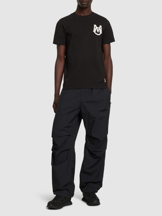 Moncler: Logo cotton jersey t-shirt - Black - men_1 | Luisa Via Roma