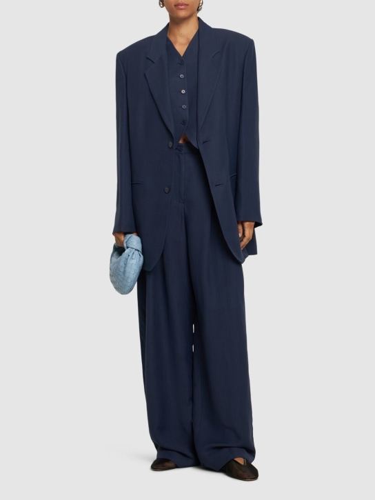 The Frankie Shop: Aiden linen & viscose blazer - Blue - women_1 | Luisa Via Roma