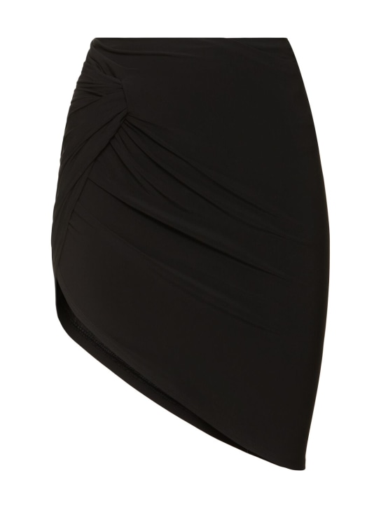 Jacquemus: La Mini Jupe Drapeado平纹针织半身裙 - 黑色 - women_0 | Luisa Via Roma