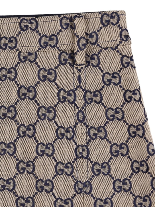 Gucci: GG logo cotton canvas skirt - Oatmilk/Blue - kids-girls_1 | Luisa Via Roma