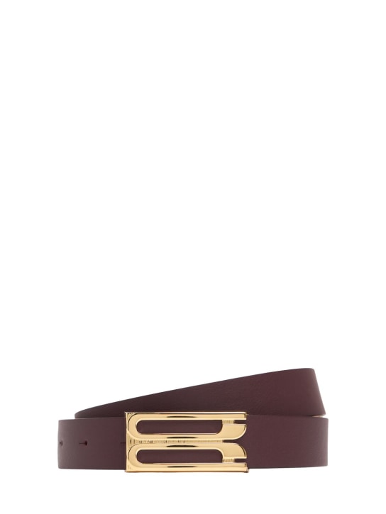 Victoria Beckham: Regular frame smooth leather belt - Burgundy - women_0 | Luisa Via Roma