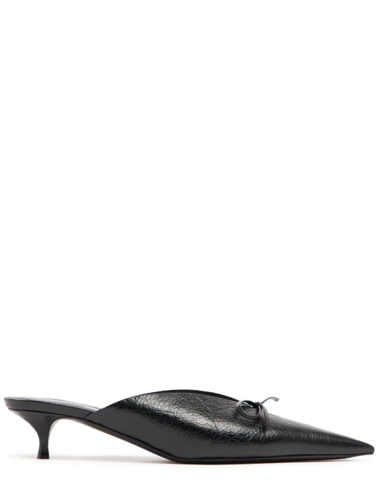 Balenciaga: 40mm Knife Bow leather mules - Black - women_0 | Luisa Via Roma
