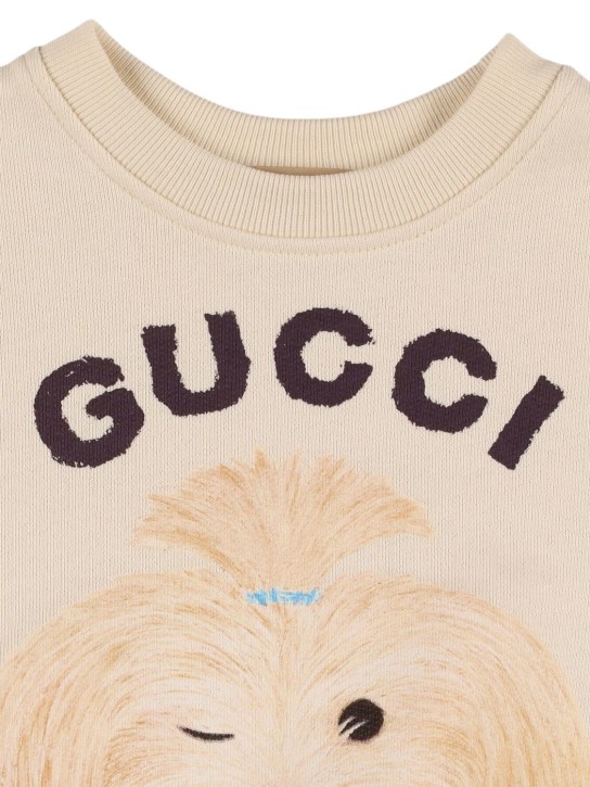 Gucci: Sweat-shirt en coton feutré à logo - White/Mc - kids-girls_1 | Luisa Via Roma