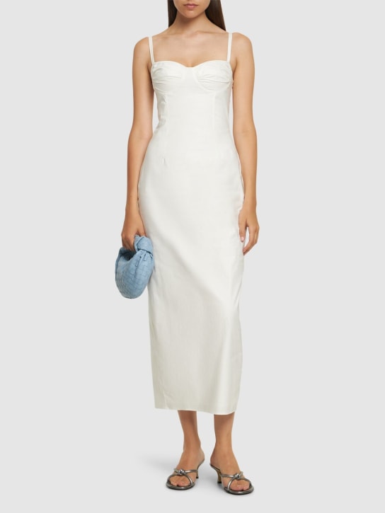 Reformation: Stormi stretch cotton poplin midi dress - Beyaz - women_1 | Luisa Via Roma
